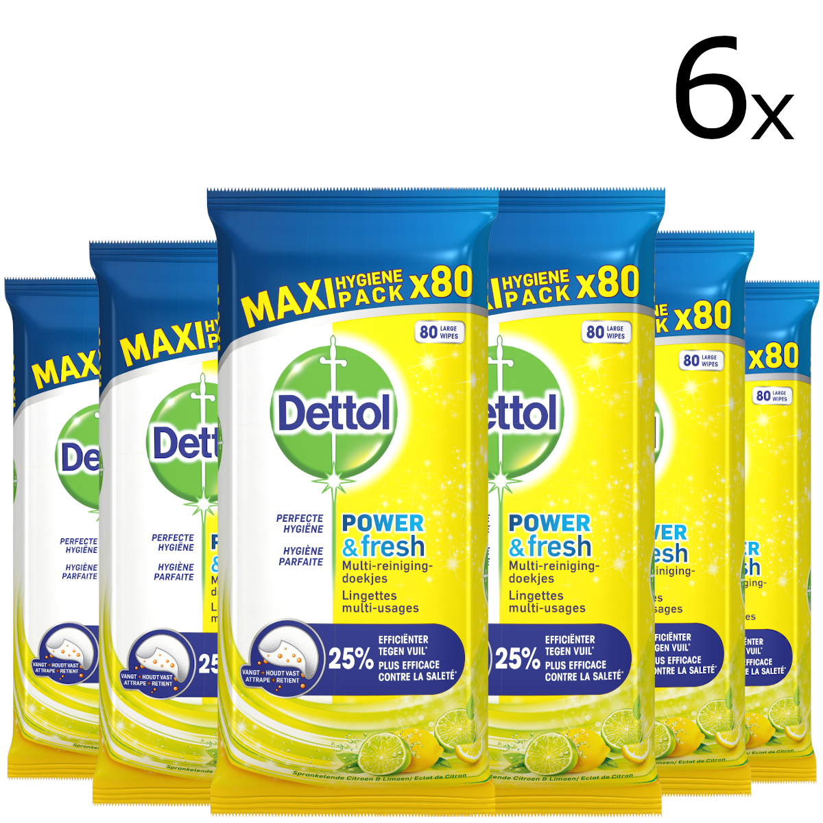Dettol Schoonmaakdoekjes Power & Fresh - Citrus - 80 stuks x12