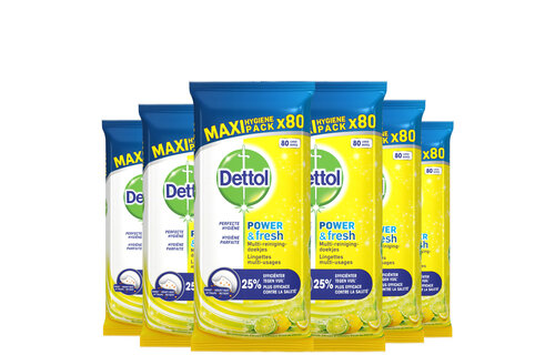 Dettol Schoonmaakdoekjes Power & Fresh - Citrus - 80 stuks x12