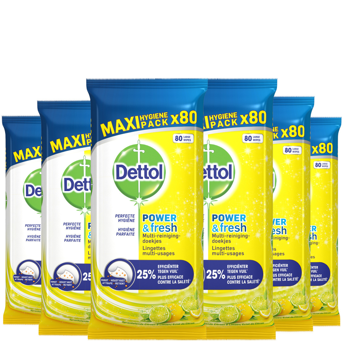 Dettol Schoonmaakdoekjes Power & Fresh - Citrus - 80 stuks x12
