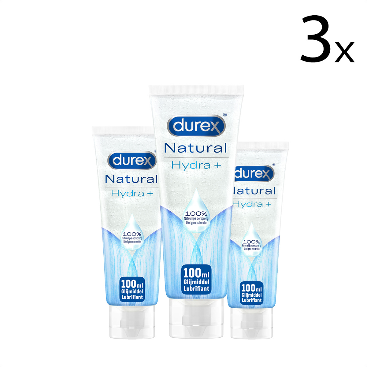 Durex Glijmiddel Natural - Hydraterend - 100% natuurlijk - 100ml x3