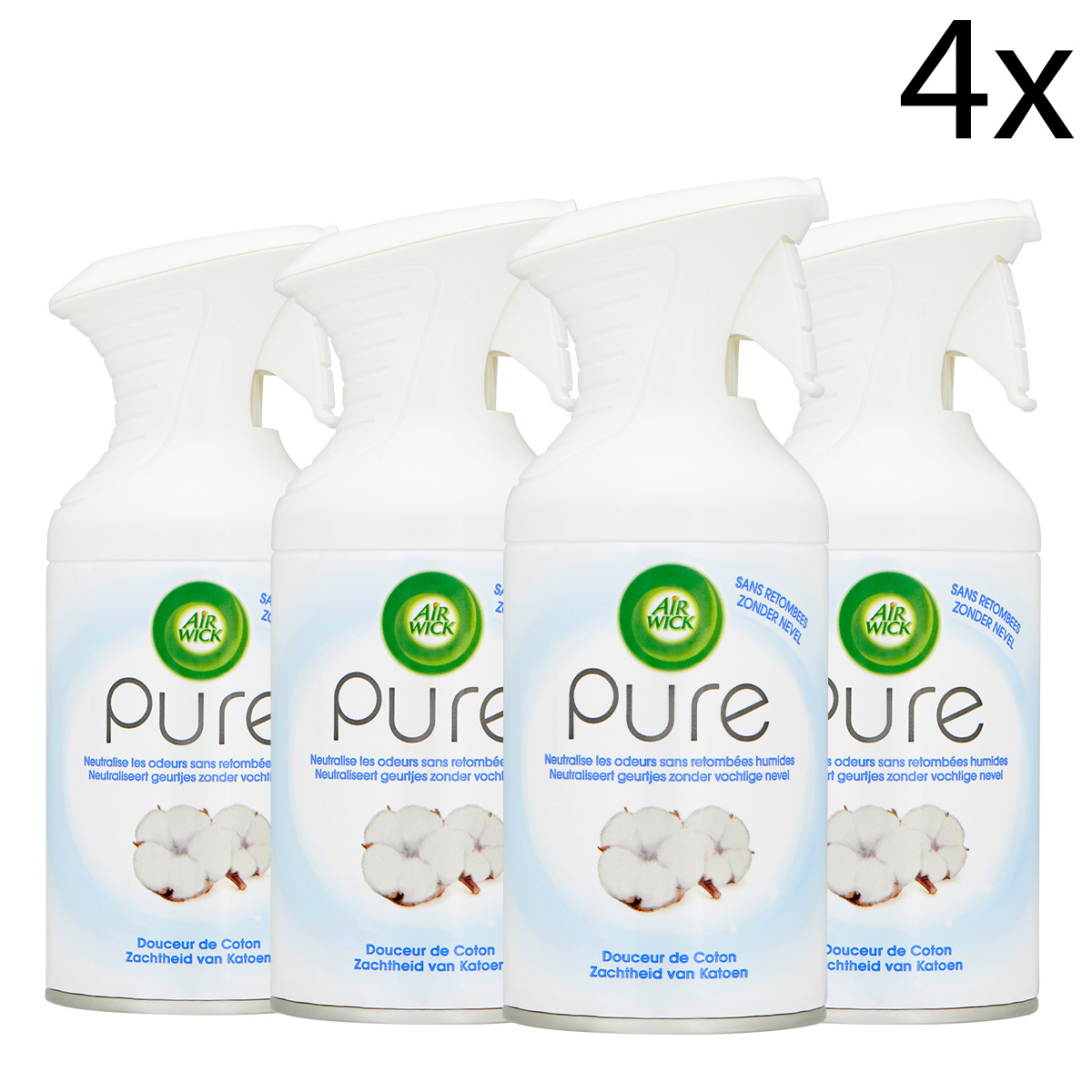Air Wick Luchtverfrisser Spray - Pure Zachtheid van Katoen 250ml x4