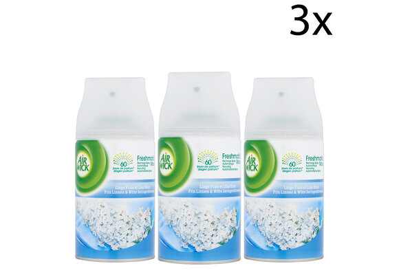 Air Wick Freshmatic Automatische Spray Luchtverfrisser - Fris Linnen &amp; Witte Seringen - Navulling 250ml x3