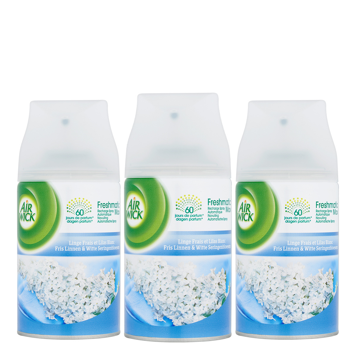 Air Wick Freshmatic Automatische Spray Luchtverfrisser - Fris Linnen & Witte Seringen - Navulling 250ml x3