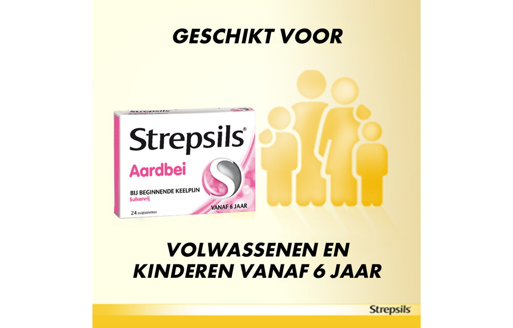 Strepsils Aardbei Suikervrij - 24 stuks x3