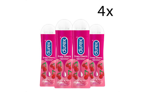 Durex Glijmiddel Crazy Cherry - Kers - waterbasis - 100ML x6