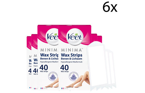 Veet Ontharingsstrips - Benen & Lichaam - Hypoallergene Minima - 40 stuks x6