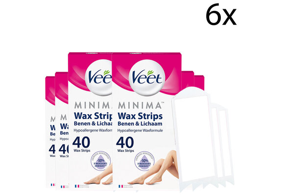 Veet Ontharingsstrips - Benen & Lichaam - Hypoallergene Minima - 40 stuks x6