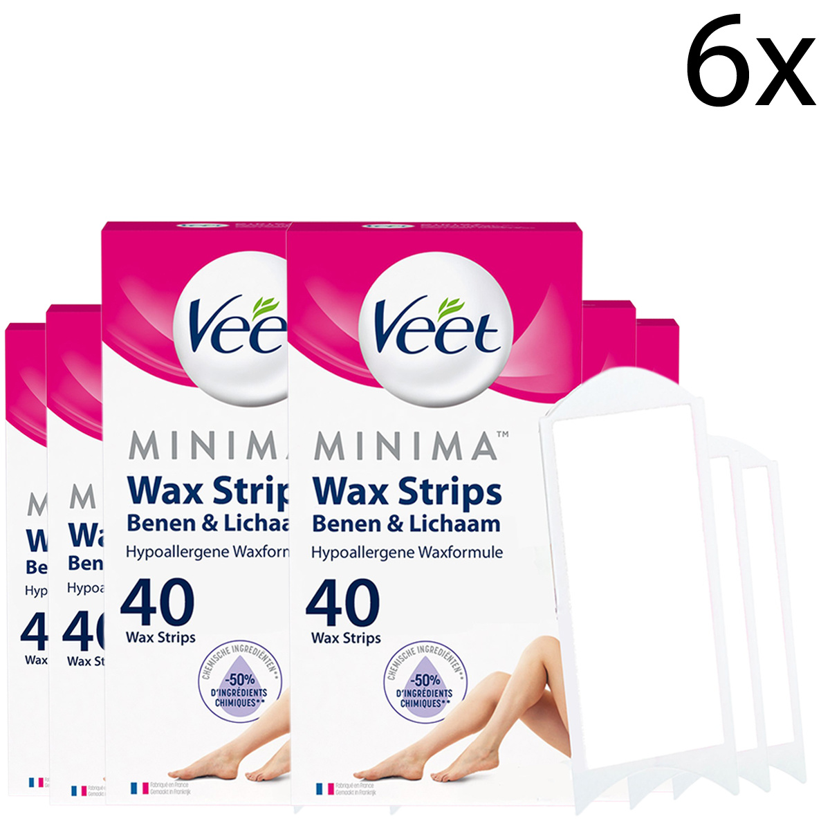 Veet Ontharingsstrips - Benen & Lichaam - Hypoallergene Minima - 40 stuks x6