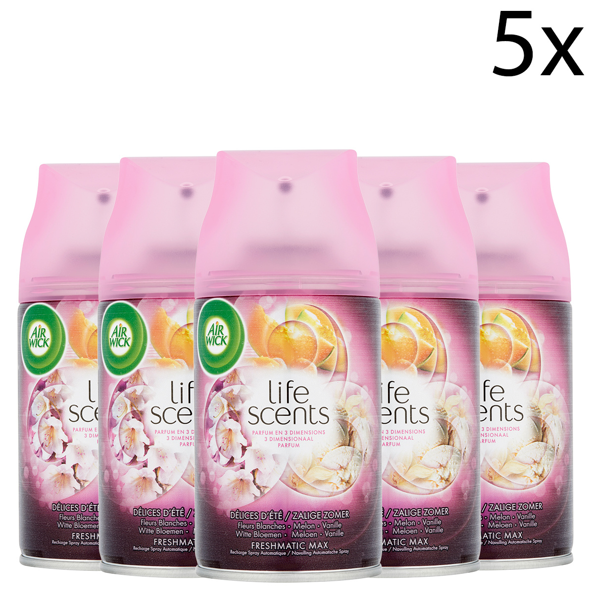 Air Wick Freshmatic Automatische Spray Luchtverfrisser - Life Scents Zalige Zomer - Navulling 250ml x5
