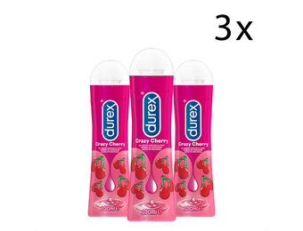 Durex Glijmiddel Crazy Cherry - Kers - waterbasis - 100ML x3