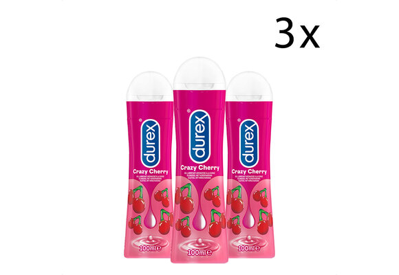 Durex Glijmiddel Crazy Cherry - Kers - waterbasis - 100ML x3