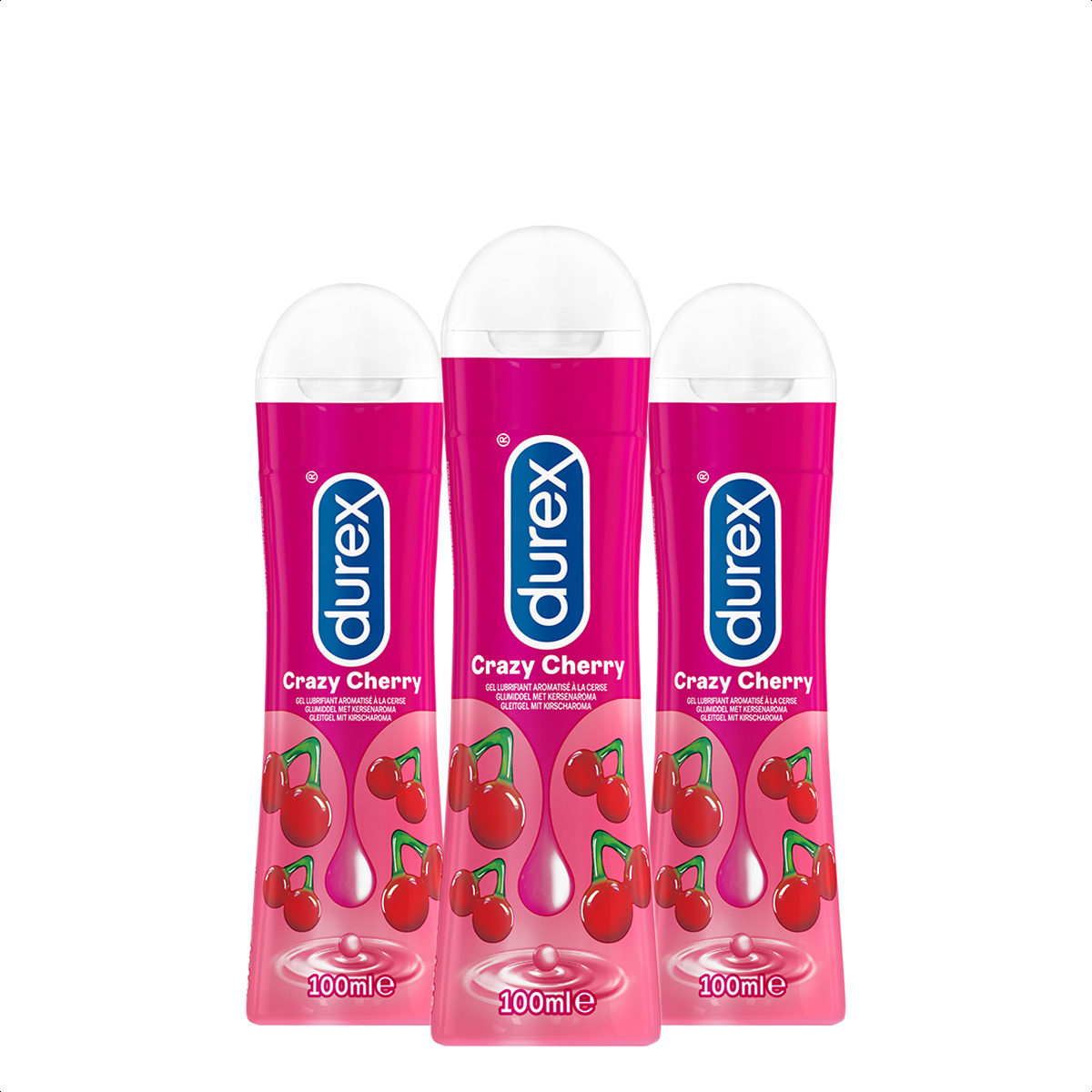 Durex Glijmiddel Crazy Cherry - Kers - waterbasis - 100ML x3