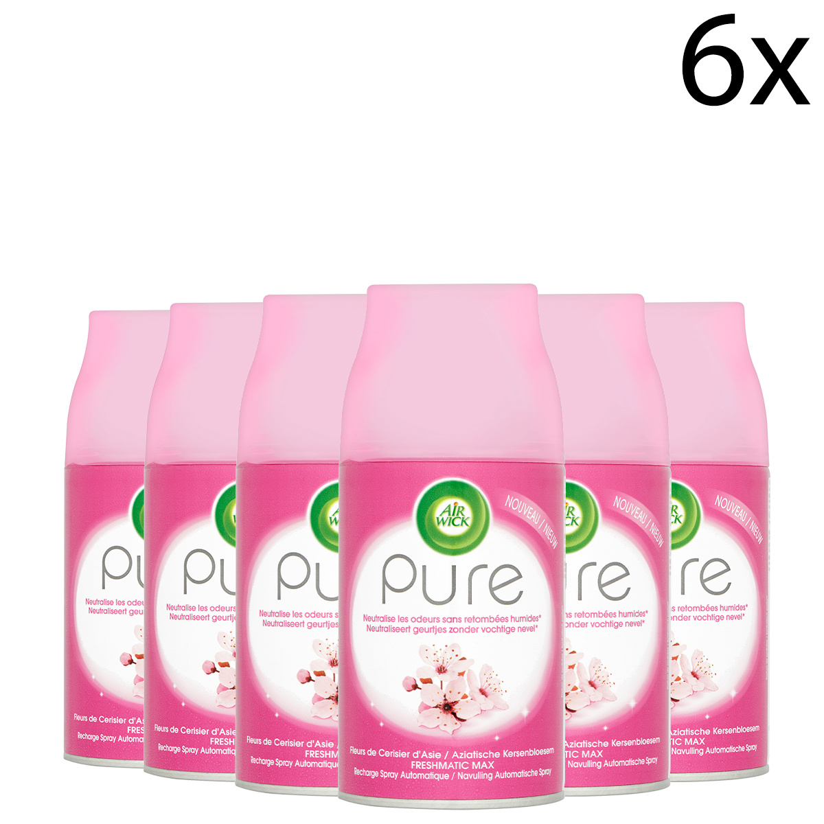 Air Wick Freshmatic Automatische Spray Luchtverfrisser - Pure Aziatische Kersenbloesem - Navulling 250ml x6