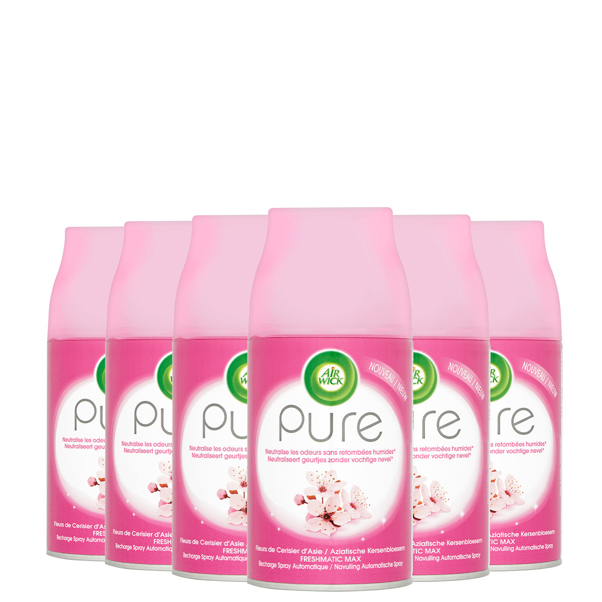 Air Wick Freshmatic Automatische Spray Luchtverfrisser - Pure Aziatische Kersenbloesem - Navulling 250ml x6