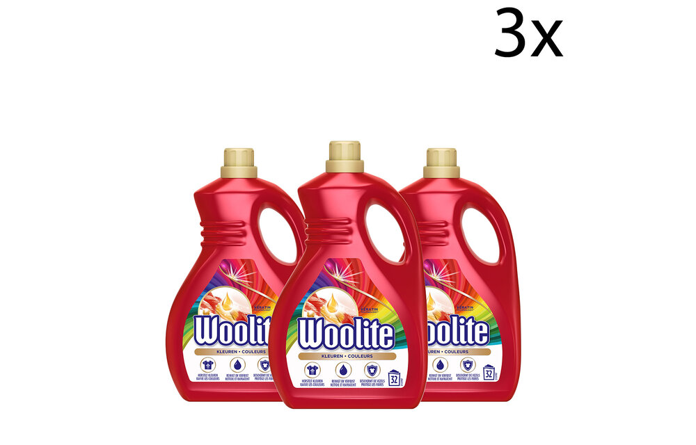 Woolite Kleuren Wasmiddel voor Gekleurde Was met Keratine - 1,9L x3