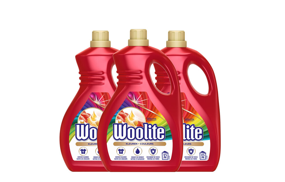 Woolite Kleuren Wasmiddel voor Gekleurde Was met Keratine - 1,9L x3