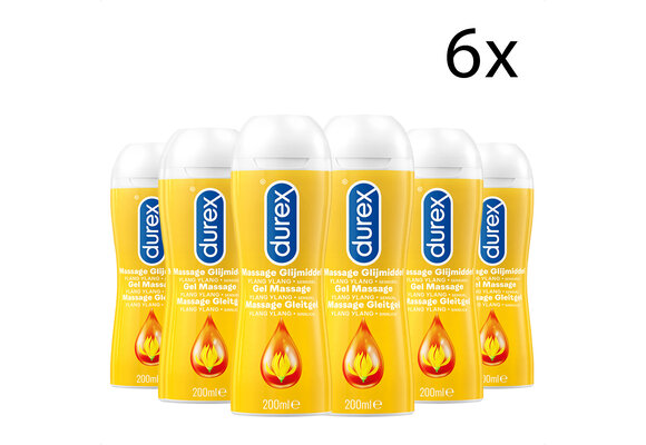 Durex Massage Olie en Glijmiddel 2-in-1 - Sensual met Ylang Ylang - 200ml x6