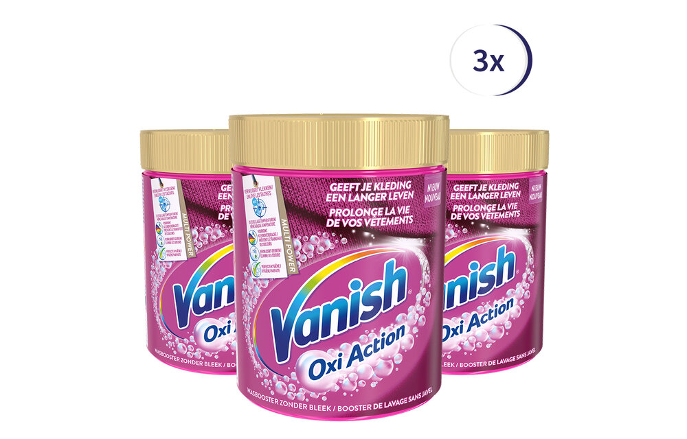 Vanish Oxi Action Wasbooster Poeder - gekleurde en witte was - 1.0kg x3