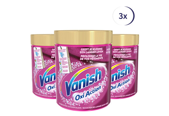 Vanish Oxi Action Wasbooster Poeder - gekleurde en witte was - 1.0kg x3