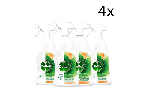 Dettol Allesreiniger Spray - Mandarijn & Citroenbloesem - 100% ingrediënten van natuurlijke oorsprong - 500 ml x4