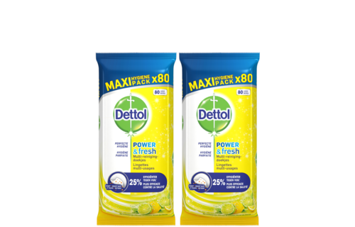Dettol Schoonmaakdoekjes Power & Fresh - Citrus - 80 stuks x2