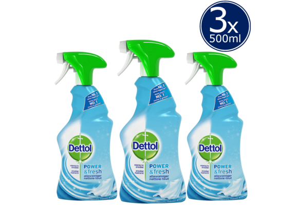Dettol Allesreiniger Spray Power Fresh - Katoenfris - 500ml x3