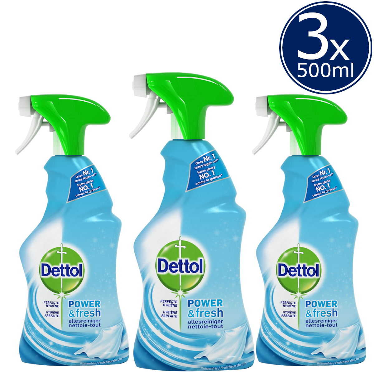 Dettol Allesreiniger Spray Power & Fresh - Katoenfris - 500ml x3
