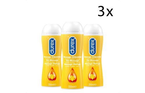 Durex Massage Olie en Glijmiddel 2-in-1 - Sensual met Ylang Ylang - 200ml x3
