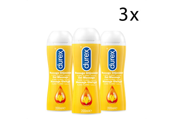 Durex Massage Olie en Glijmiddel 2-in-1 - Sensual met Ylang Ylang - 200ml x3