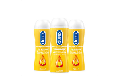 Durex Massage Olie en Glijmiddel 2-in-1 - Sensual met Ylang Ylang - 200ml x3