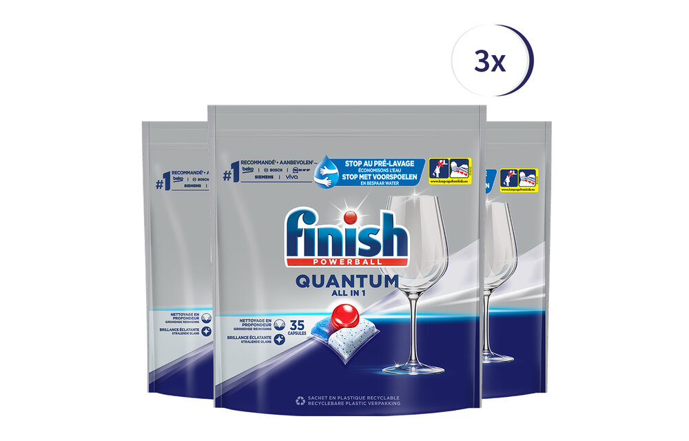 Finish Quantum Regular All in 1 Vaatwastabletten - 35 Stuks x3
