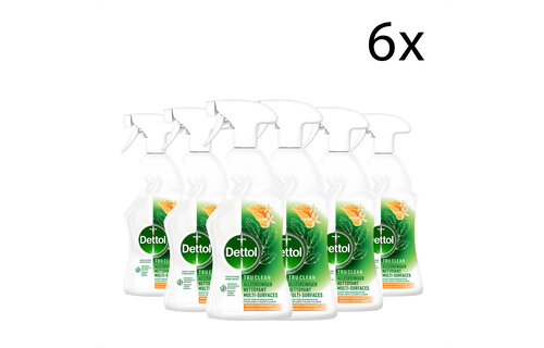 Dettol Allesreiniger Spray - Mandarijn & Citroenbloesem - 100% ingrediënten van natuurlijke oorsprong - 500 ml x6
