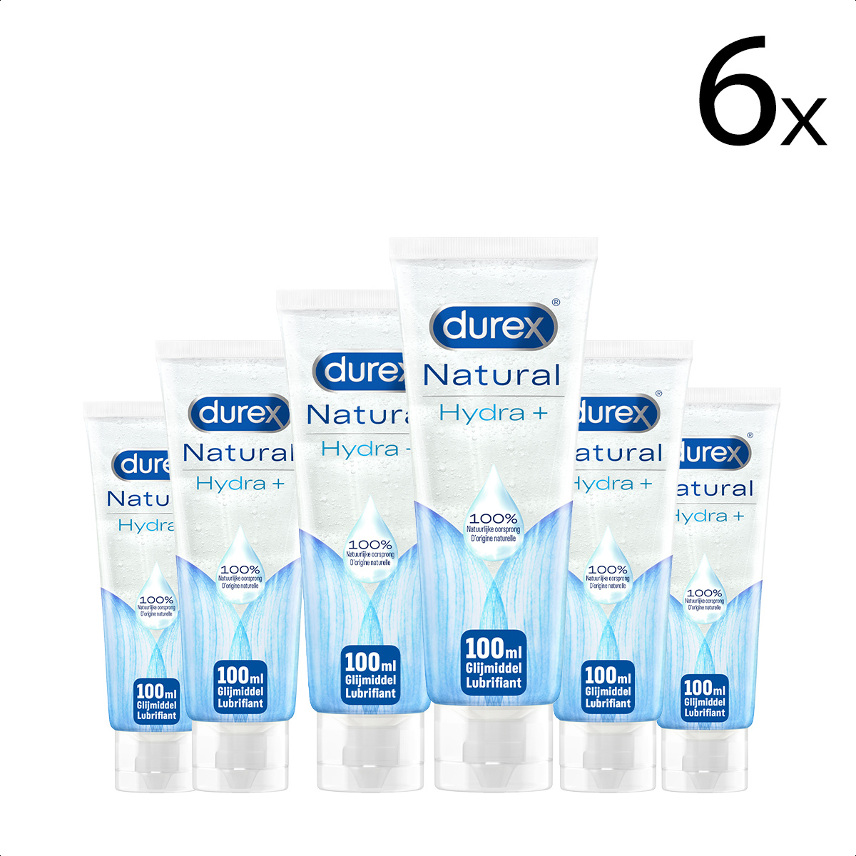 Durex Glijmiddel Natural - Hydraterend - 100% natuurlijk - 100ml x6