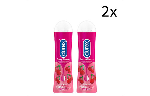 Durex Glijmiddel Crazy Cherry - Kers - waterbasis - 100ML x2