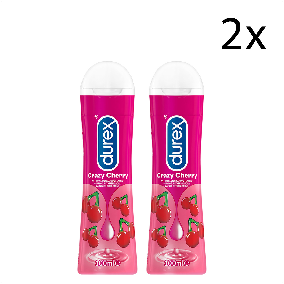 Durex Glijmiddel Crazy Cherry - Kers - waterbasis - 100ML x2