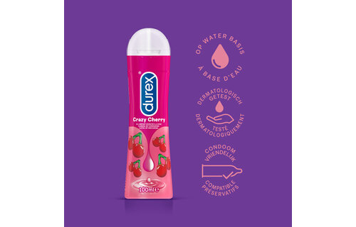 Durex Glijmiddel Crazy Cherry - Kers - waterbasis - 100ML x2