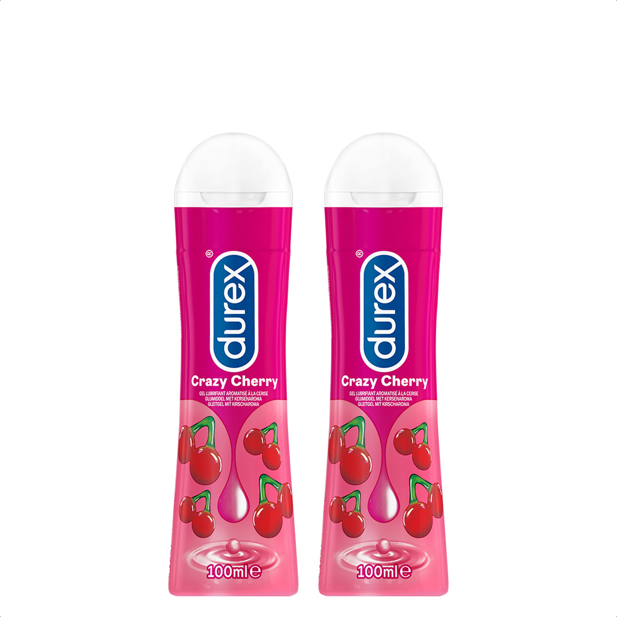 Durex Glijmiddel Crazy Cherry - Kers - waterbasis - 100ML x2