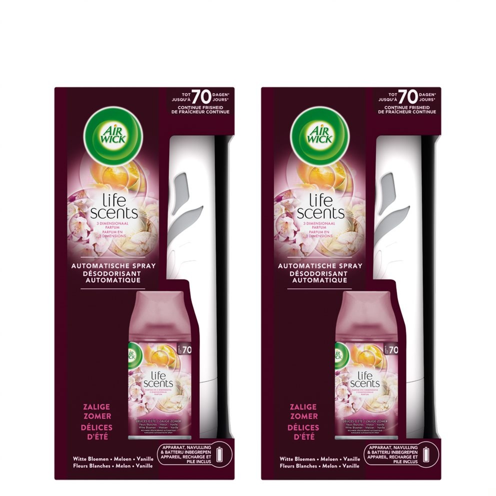 Air Wick Freshmatic Automatische Spray Luchtverfrisser - Life Scents Zalige Zomer - Starterkit 250ml x2