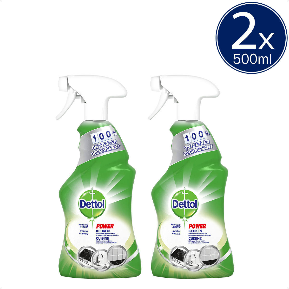 Dettol Allesreiniger Spray Power & Fresh - Keuken - 500ml x2