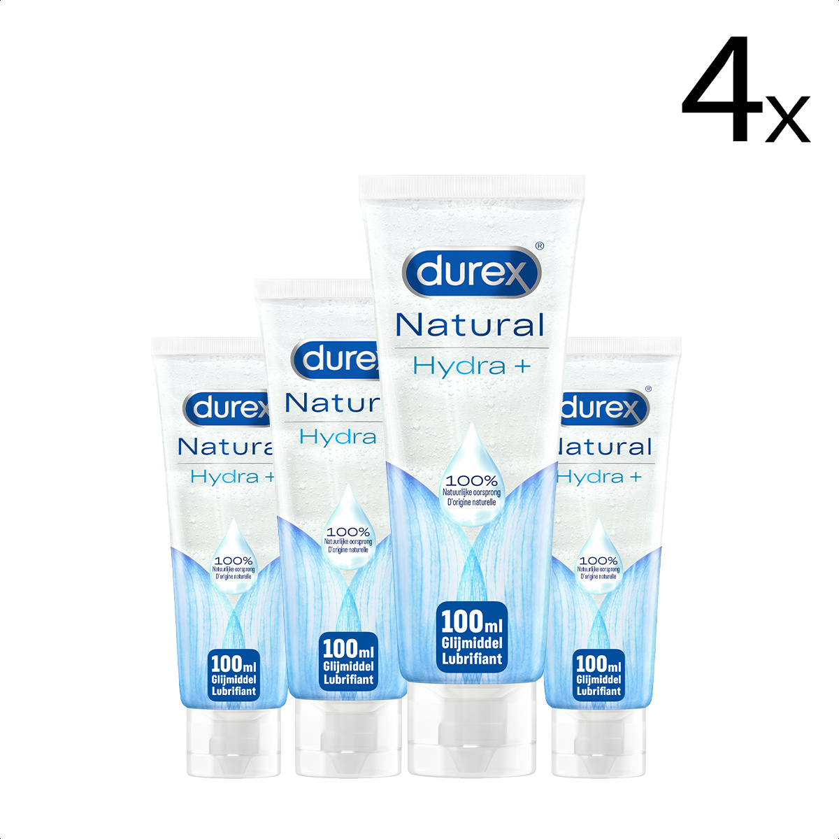 Durex Glijmiddel Natural - Hydraterend - 100% natuurlijk - 100ml x4