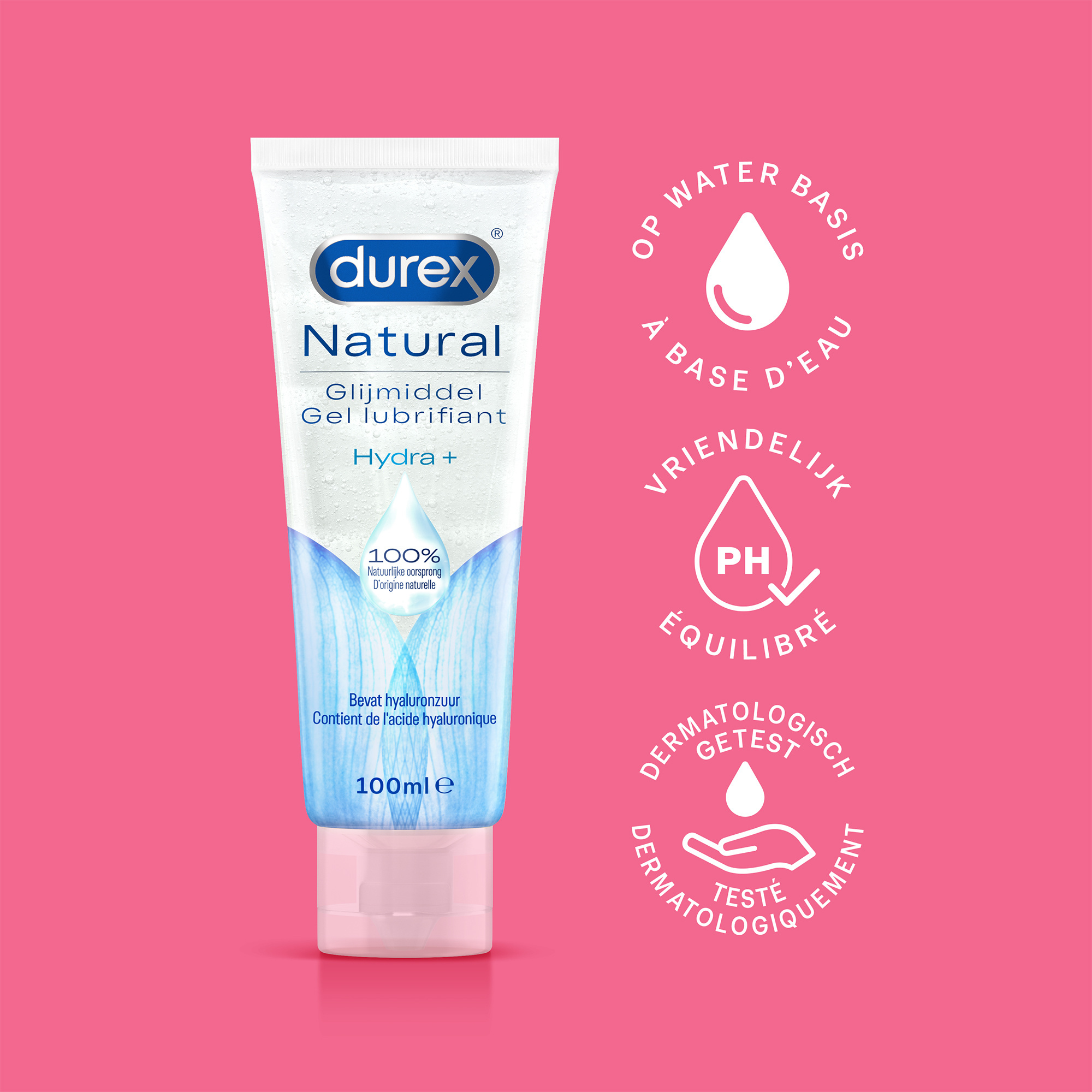 Durex Glijmiddel Natural - Hydraterend - 100% natuurlijk - 100ml x4