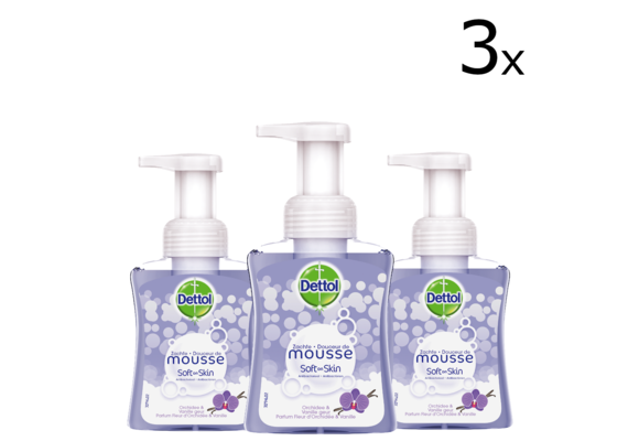 Dettol Handzeep Zachte Mousse - Orchidee &amp; Vanille - 250ml x3