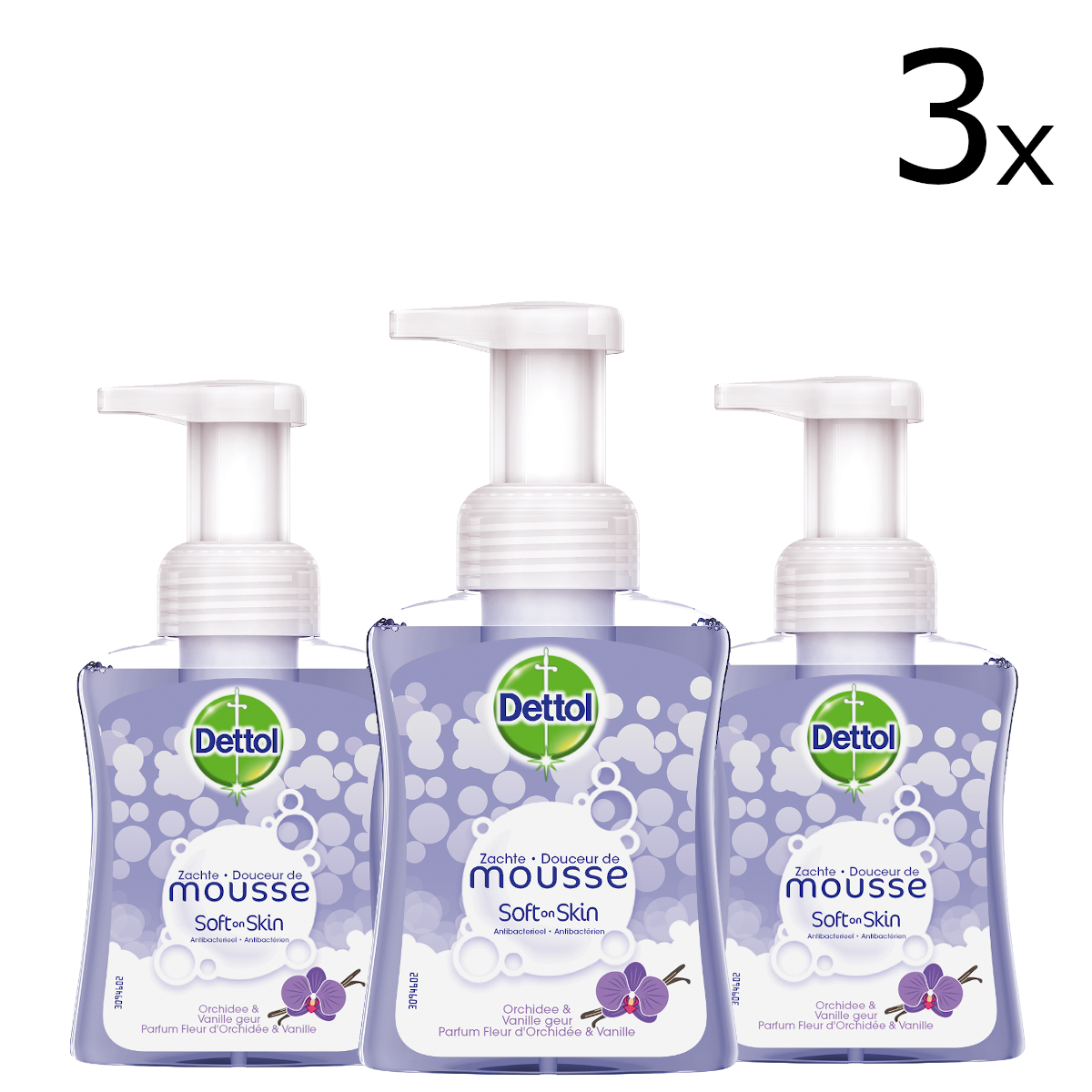 Dettol Handzeep Zachte Mousse - Orchidee & Vanille - 250ml x3