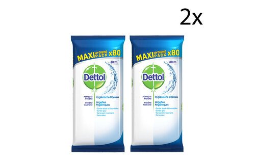 Dettol Schoonmaakdoekjes Power & Fresh - Cleanser - 80 stuks x2
