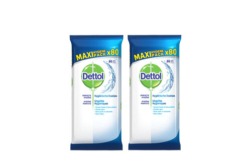 Dettol Schoonmaakdoekjes Power & Fresh - Cleanser - 80 stuks x2