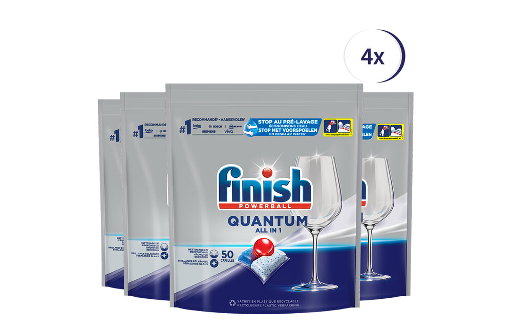 Finish Quantum All in 1 Regular Vaatwastabletten - 50 Stuks x4