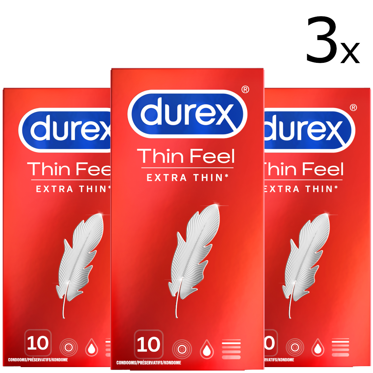 Durex Condooms Thin Feel Extra Thin 10st x3