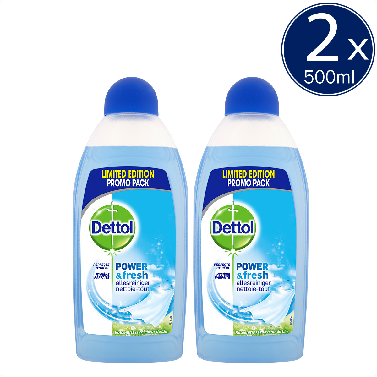 Dettol Allesreiniger Power & Fresh - Katoenfris - 500ml x2