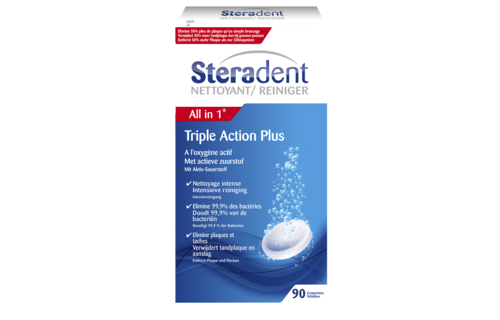 Steradent Kunstgebit Reiniger - Triple Action Plus - 90 stuks