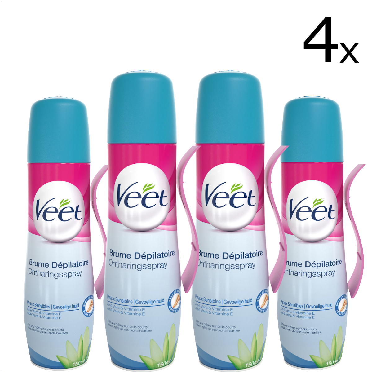 Veet Ontharingsspray - Gevoelige huid - 150ml x4